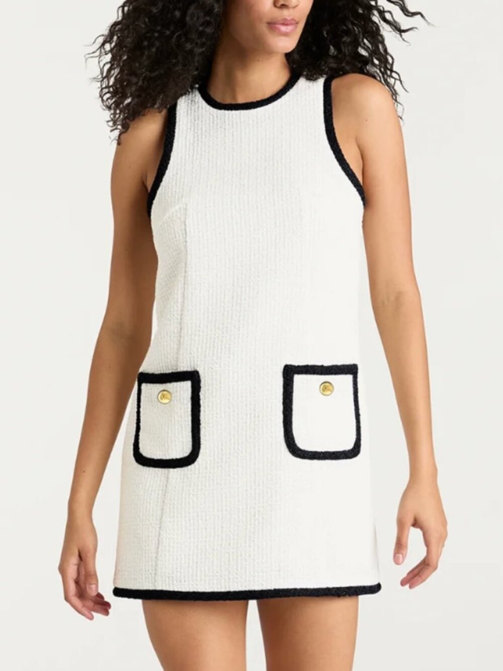 NWT Cinq a Sept 5a7 Contrast Auden Mini Dress White Navy Tweed Classic